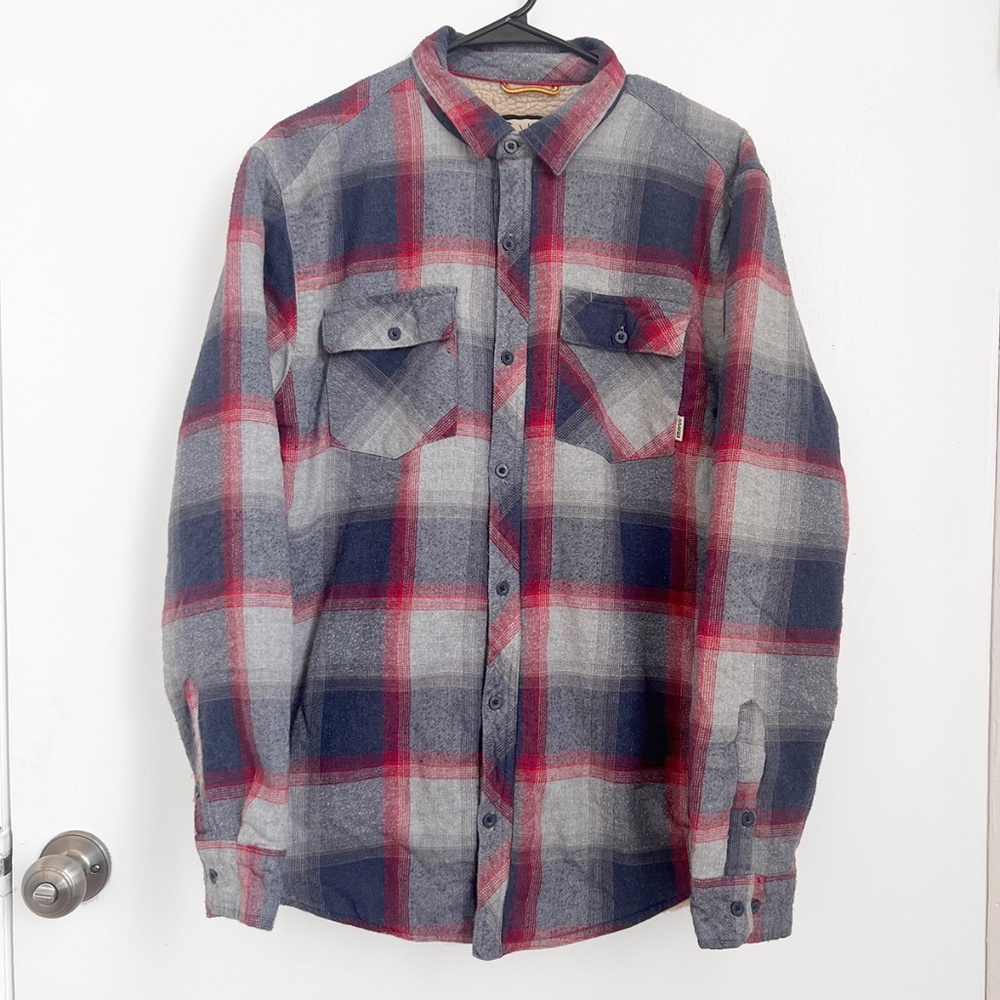 Dravus Plaid Button Down Jacket Fleece Lined Size Large